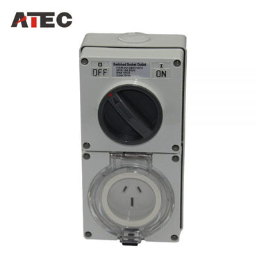 Combination Switch/Socket 3 Pin 15A IP66