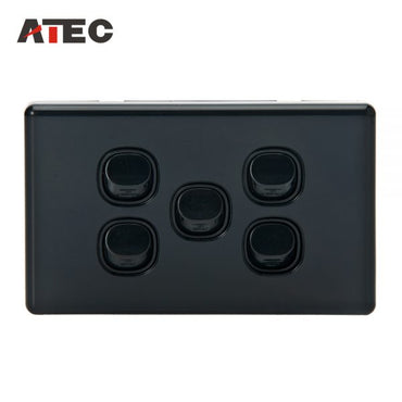 Wall Switch 5 Gang  Vertical Black